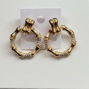 New Elegant Gold Bamboo Hoop Earrings